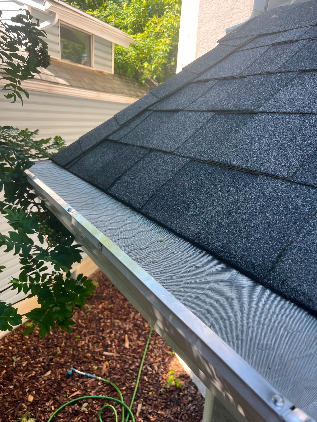 Completed leaf protection installation on a home